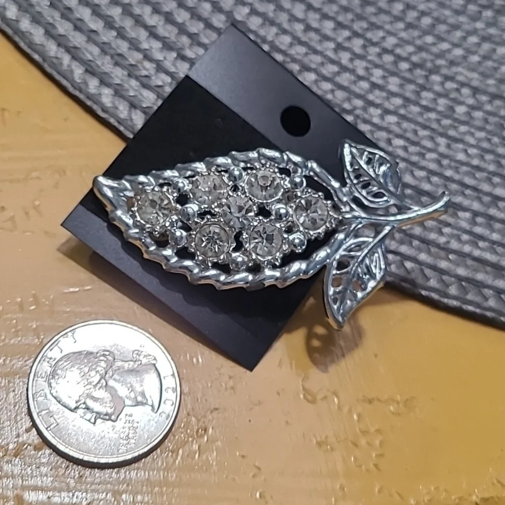 Sparkling Silver Floral‎ Brooch